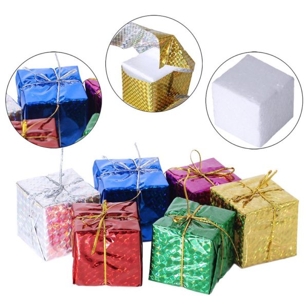 Supla 24 Pcs Assorted Color Foil Boxes 2" Foil Gift Boxes Mini Tree Ornaments Christmas gifts - Image 7