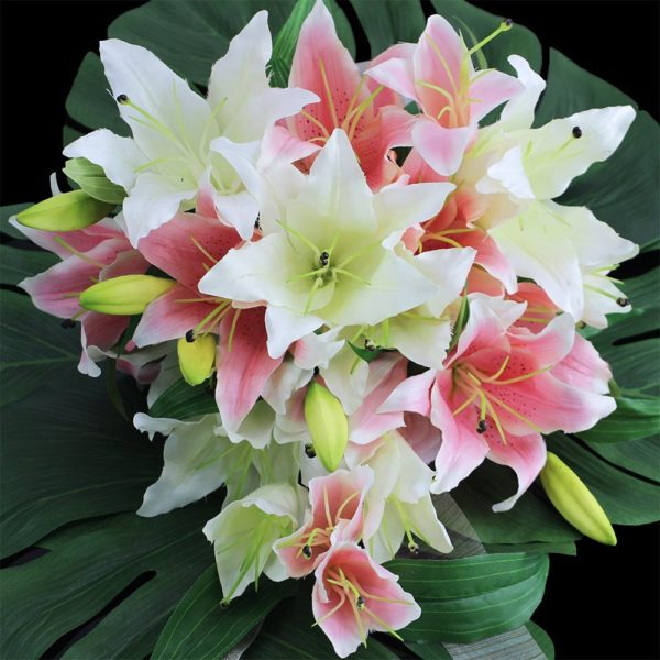 Supla 2 Pcs Real Touch Silk Flower Multi-headed Tiger Lily Spray with leaves29" Tall x 4.7" Diameter in Pink florist flowers for floral arrangement - Image 6