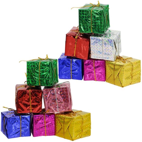 Supla 24 Pcs Assorted Color Foil Boxes 2" Foil Gift Boxes Mini Tree Ornaments Christmas gifts - Image 4