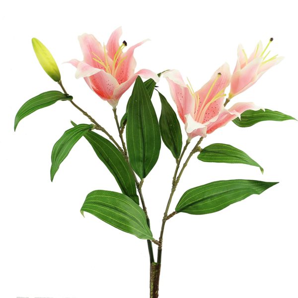 Supla 2 Pcs Real Touch Silk Flower Multi-headed Tiger Lily Spray with leaves29" Tall x 4.7" Diameter in Pink florist flowers for floral arrangement - Image 4