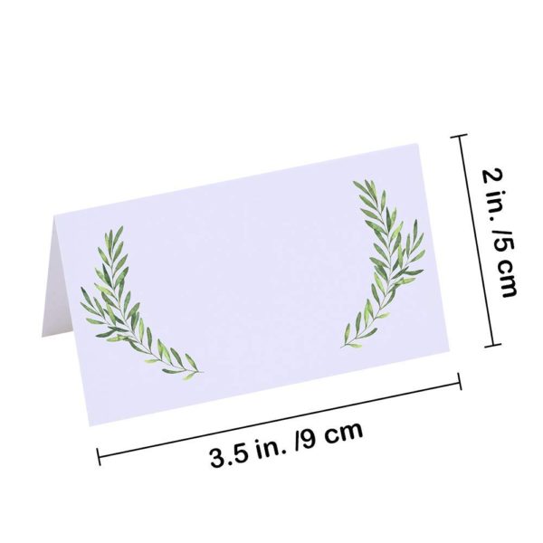 Supla 100 Pcs Table Setting White Blank Place Cards Wedding Watercolor Floral Greenery Dinner Place Cards Escort Cards Guest Name Tented Cards Party Table Number Seating Cards Buffet Cards - Image 3